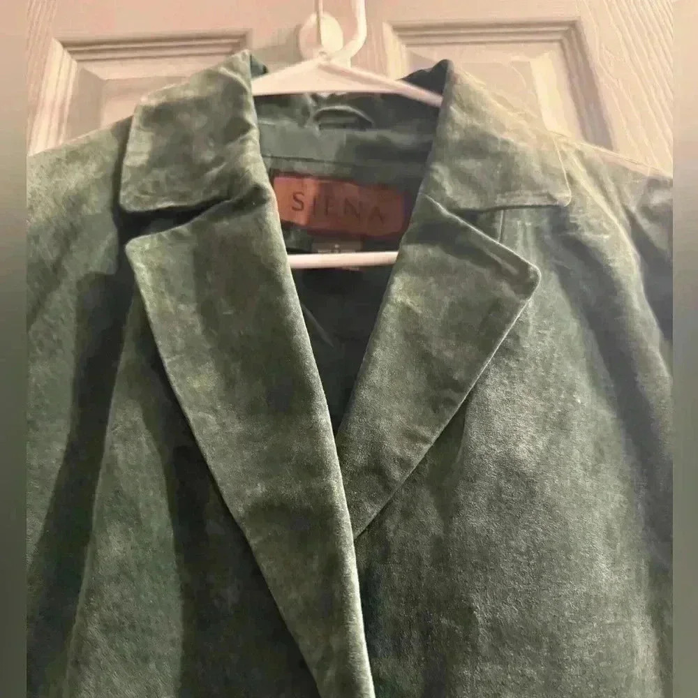 Women’s Sienna 100% Leather Blazer with lining in green size 8 EUC - Picture 4 of 9